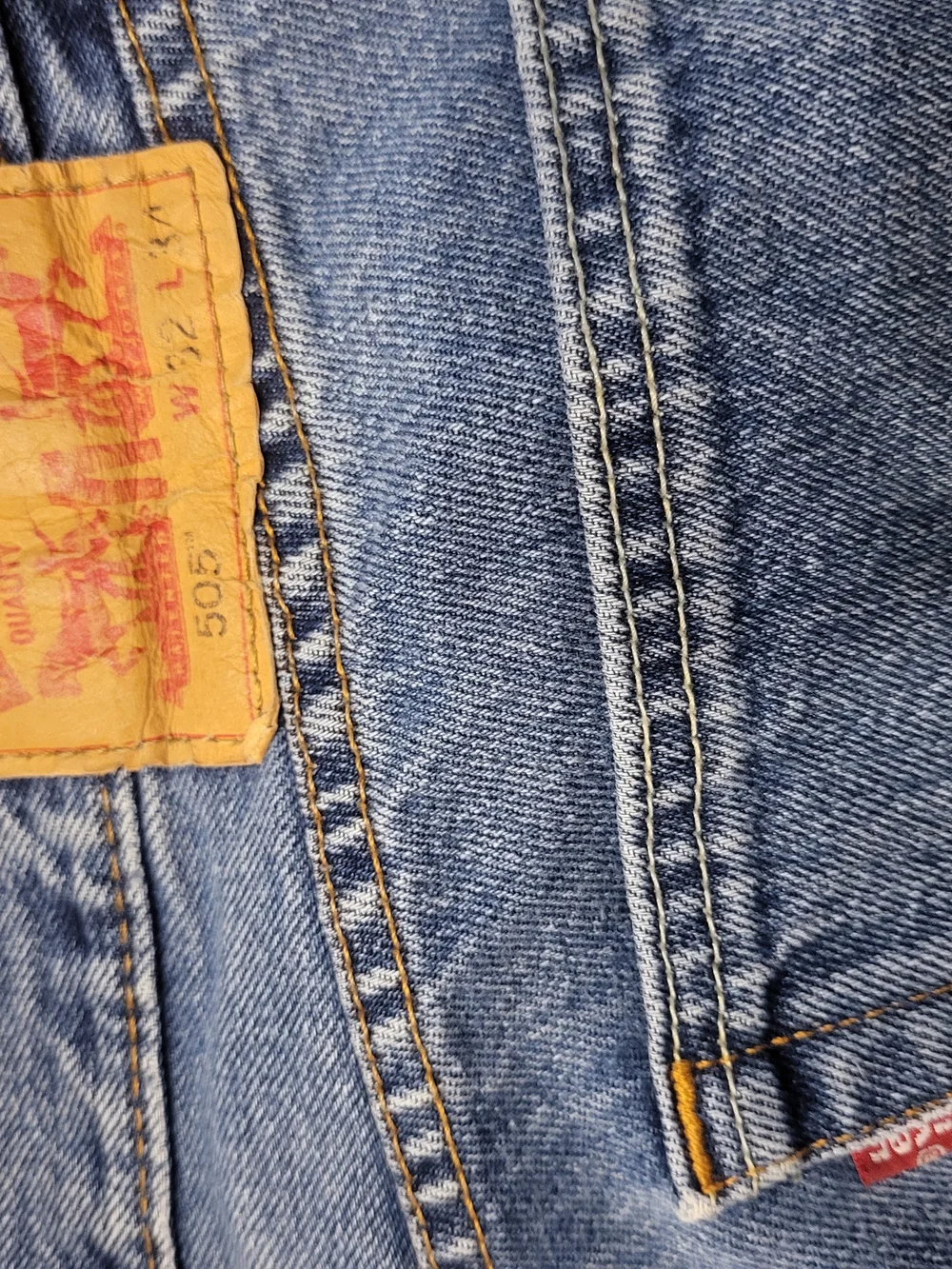 Levi's Blue Straight-Leg Men's Jeans with Tan Patch